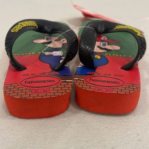 NWT Super Mario Bros Havaianas Toddler Flip Flop Size 23-24 - Picture 7 of 11